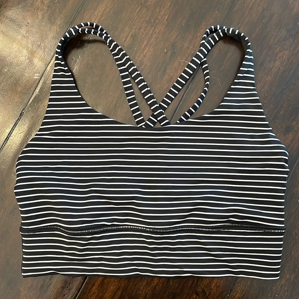 lululemon athletica Black and White Striped Sports Bra